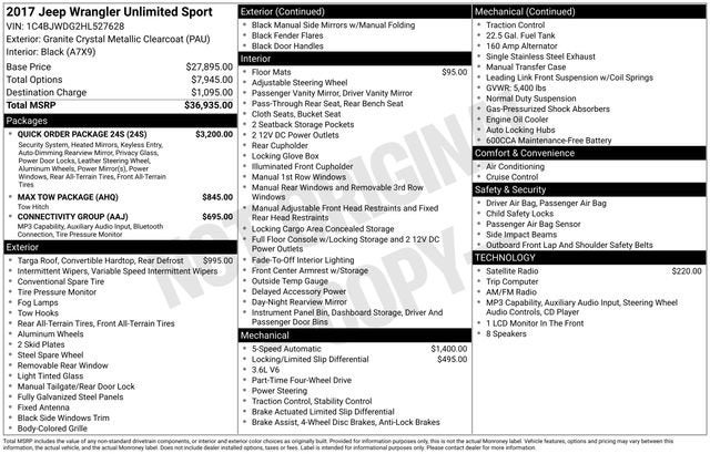 2017 Jeep Wrangler Unlimited Sport 4x4
