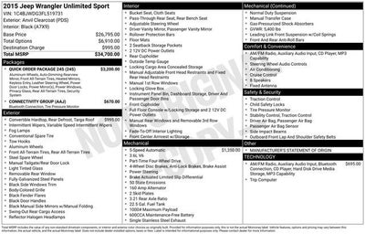 2015 Jeep Wrangler Unlimited 4WD 4dr Sport