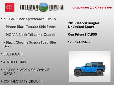 2016 Jeep Wrangler Unlimited 4WD 4dr Sport