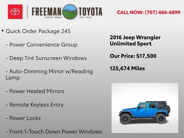 2016 Jeep Wrangler Unlimited 4WD 4dr Sport