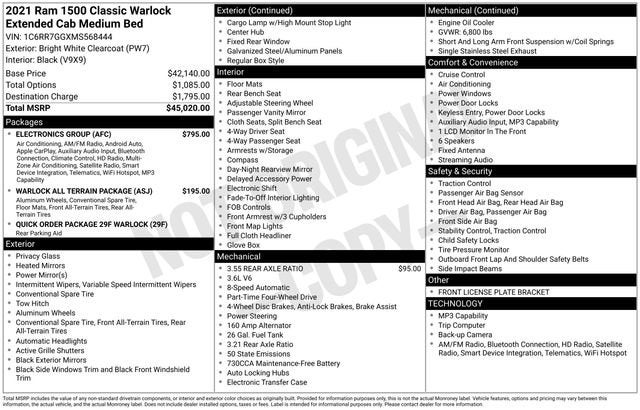 2021 RAM 1500 Classic Warlock 4x4 Quad Cab 6'4 Box