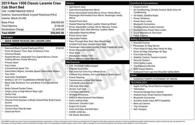 2019 RAM 1500 Classic Laramie 4x4 Crew Cab 5'7 Box