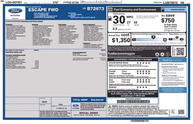 2020 Ford Escape S FWD