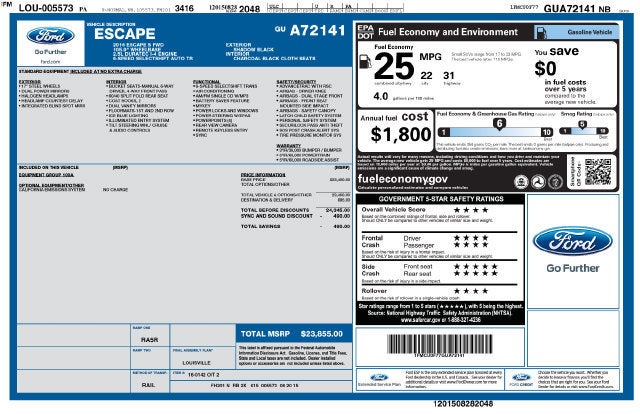 2016 Ford Escape FWD 4dr S