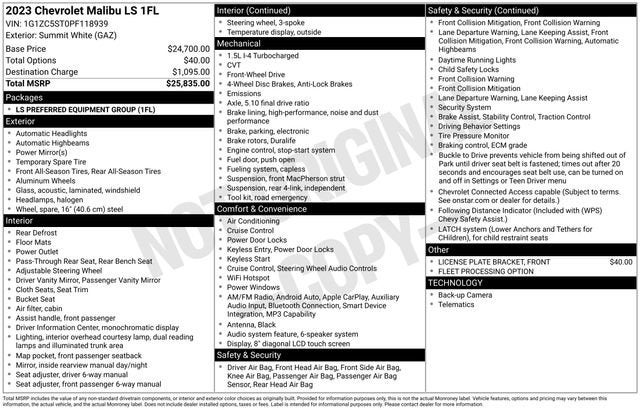 2023 Chevrolet Malibu 4dr Sdn LS w/1FL