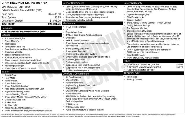 2022 Chevrolet Malibu 4dr Sdn RS