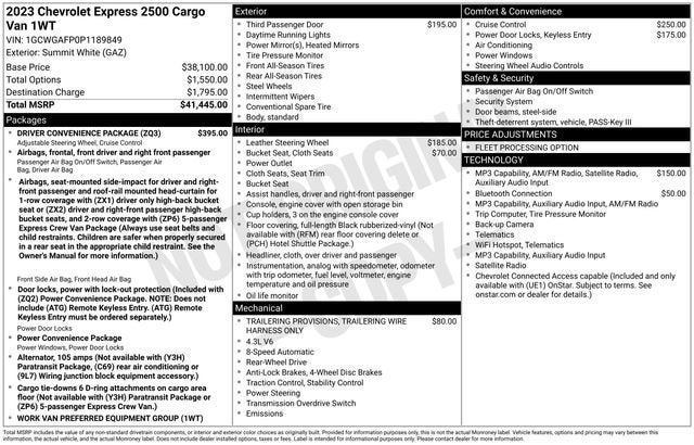 2023 Chevrolet Express Cargo Van RWD 2500 135