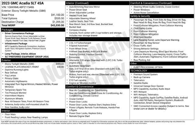 2023 GMC Acadia FWD 4dr SLT