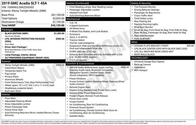 2019 GMC Acadia AWD 4dr SLT w/SLT-1