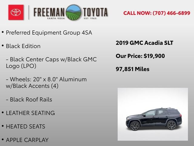 2019 GMC Acadia AWD 4dr SLT w/SLT-1