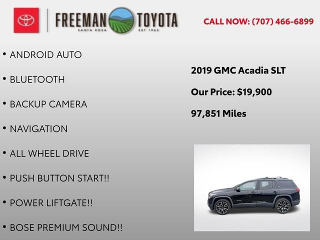 2019 GMC Acadia AWD 4dr SLT w/SLT-1