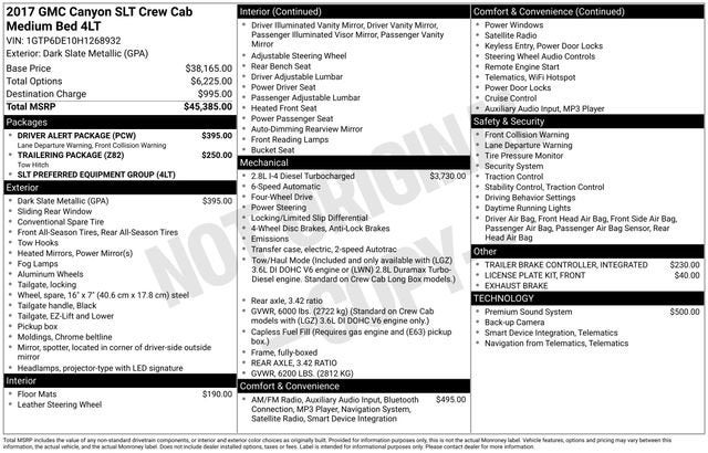 2017 GMC Canyon 4WD Crew Cab 128.3 SLT