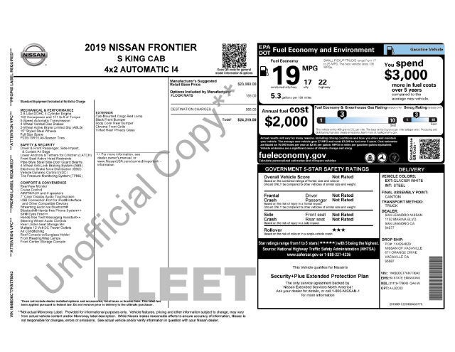 2019 Nissan Frontier King Cab 4x2 S Auto