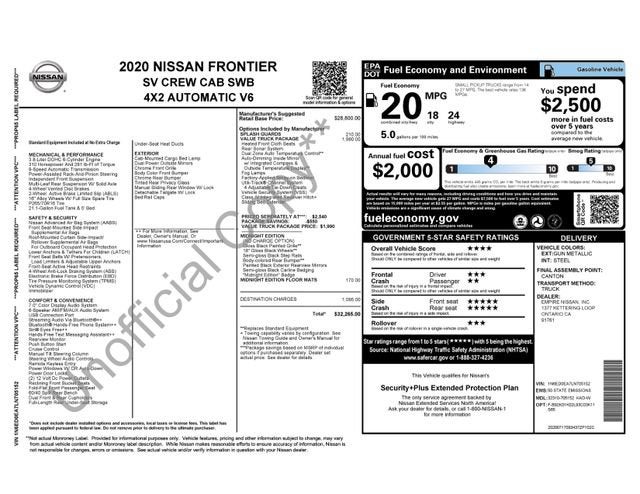 2020 Nissan Frontier Crew Cab 4x2 SV Auto