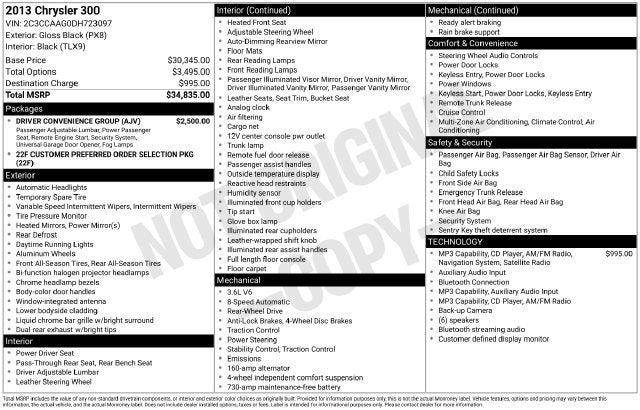 2013 Chrysler 300 4dr Sdn RWD