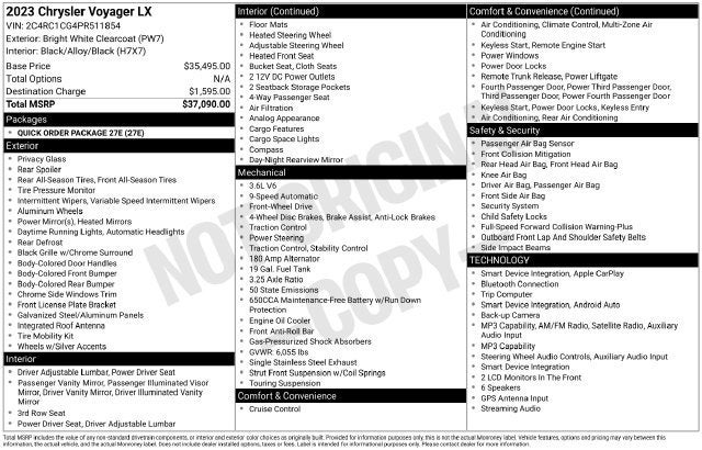 2023 Chrysler Voyager LX FWD
