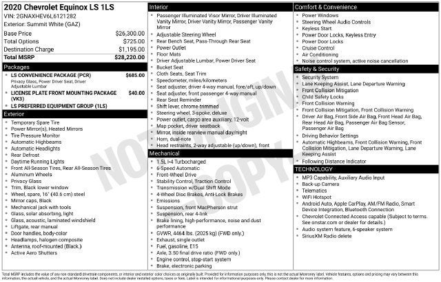 2020 Chevrolet Equinox FWD 4dr LS w/1LS