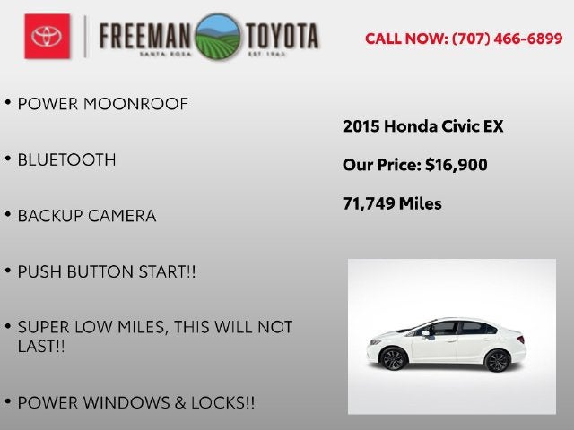 2015 Honda Civic Sedan 4dr CVT EX