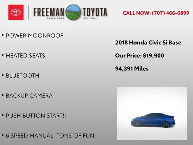 2018 Honda Civic Si Sedan 