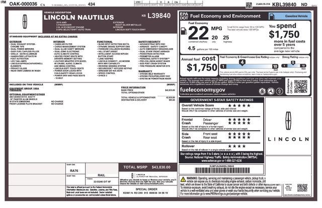 2019 Lincoln Nautilus Standard AWD