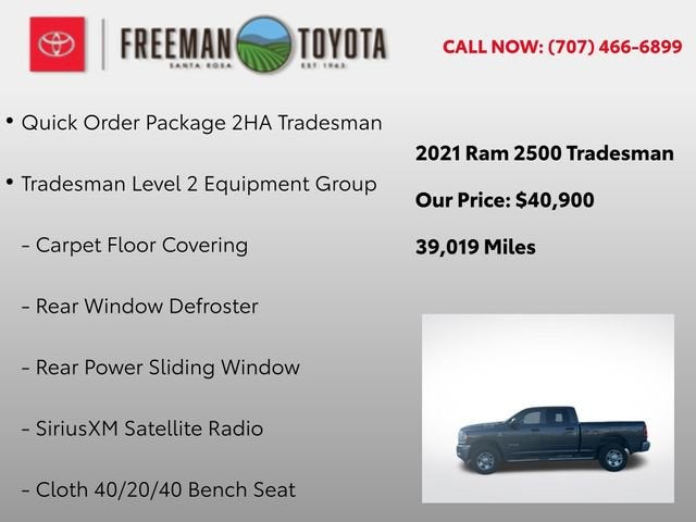 2021 RAM 2500 Tradesman 4x4 Crew Cab 6'4 Box