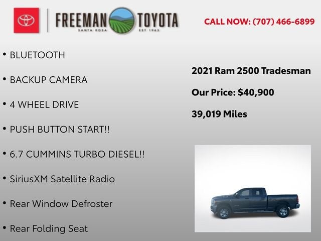 2021 RAM 2500 Tradesman 4x4 Crew Cab 6'4 Box