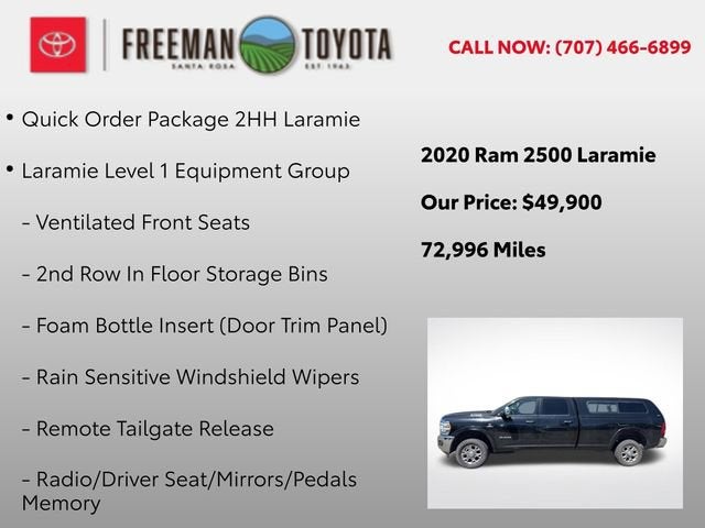 2020 RAM 2500 Laramie 4x4 Crew Cab 8' Box