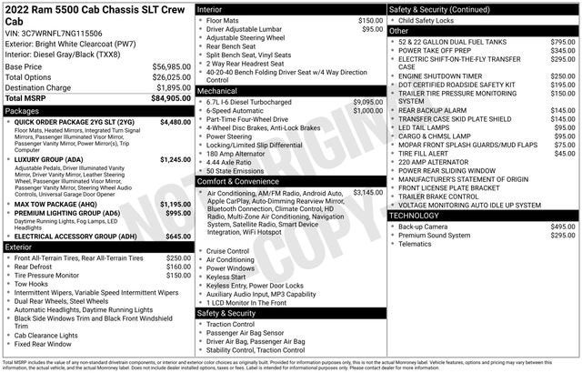 2022 RAM 5500 Chassis Cab SLT 4x4 Crew Cab 84 CA 197.4 WB