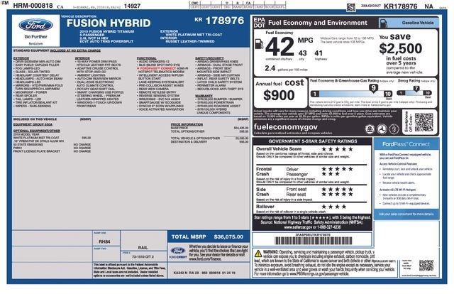 2019 Ford Fusion Hybrid Titanium FWD
