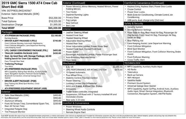 2019 GMC Sierra 1500 4WD Crew Cab 147 AT4