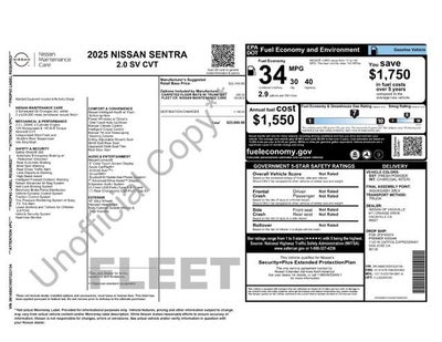 2025 Nissan Sentra SV CVT