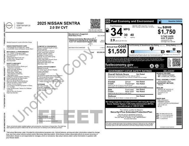 2025 Nissan Sentra SV CVT