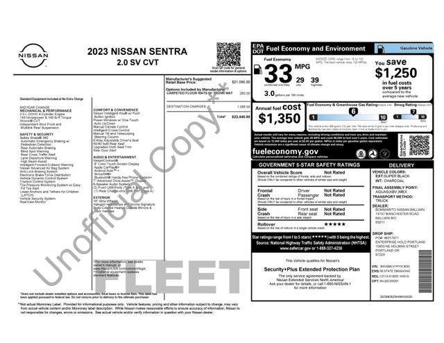 2023 Nissan Sentra SV CVT