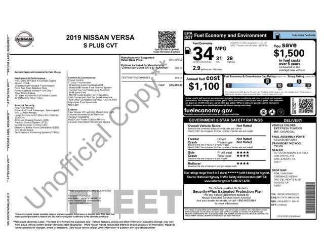 2019 Nissan Versa Sedan S Plus CVT
