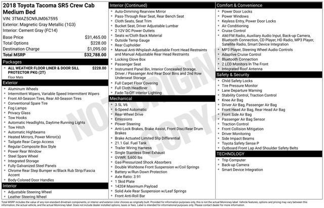2018 Toyota Tacoma SR5 Double Cab 5' Bed V6 4x2 AT
