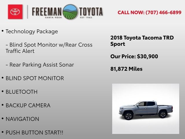 2018 Toyota Tacoma TRD Sport Double Cab 5' Bed V6 4x2 AT