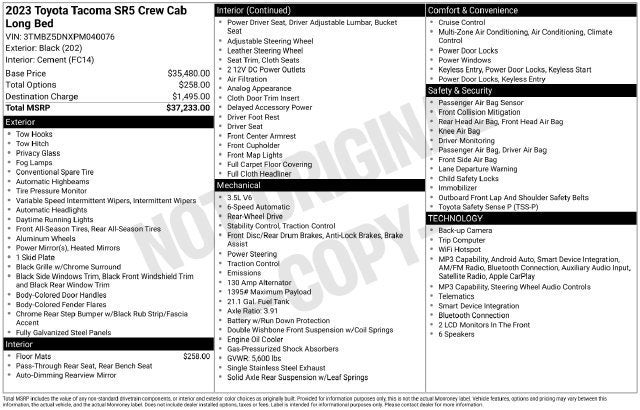 2023 Toyota Tacoma SR5 Double Cab 6' Bed V6 AT