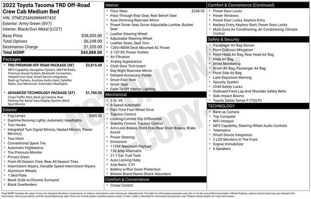 2022 Toyota Tacoma SR Double Cab 5' Bed V6 AT