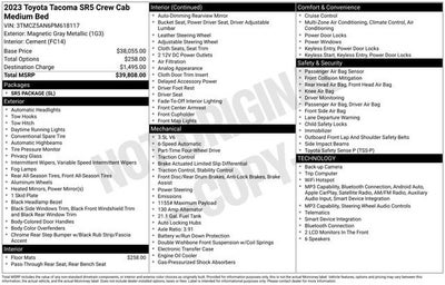 2023 Toyota Tacoma SR Double Cab 5' Bed V6 AT
