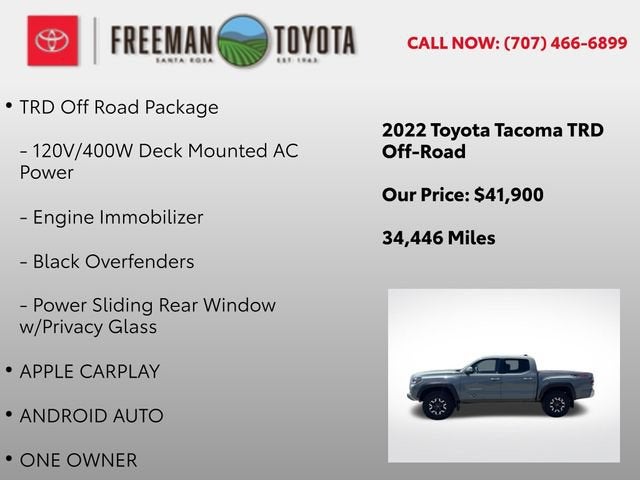 2022 Toyota Tacoma TRD Off Road Double Cab 5' Bed V6 AT