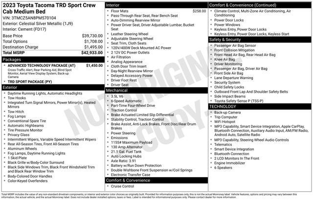 2023 Toyota Tacoma SR Double Cab 5' Bed V6 AT