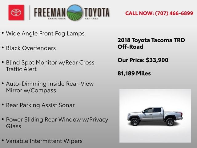 2018 Toyota Tacoma TRD Off Road Double Cab 5' Bed V6 4x4 AT