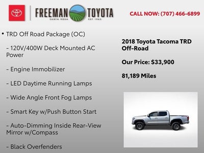 2018 Toyota Tacoma TRD Off Road Double Cab 5' Bed V6 4x4 AT