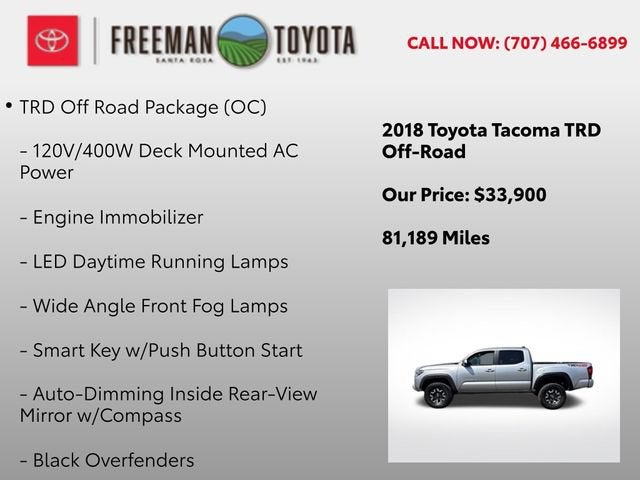 2018 Toyota Tacoma TRD Off Road Double Cab 5' Bed V6 4x4 AT