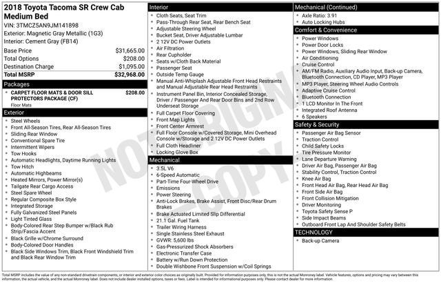 2018 Toyota Tacoma SR Double Cab 5' Bed V6 4x4 AT