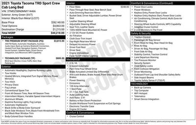 2021 Toyota Tacoma TRD Sport Double Cab 6' Bed V6 AT