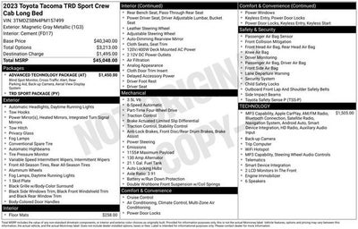 2023 Toyota Tacoma TRD Sport Double Cab 6' Bed V6 AT