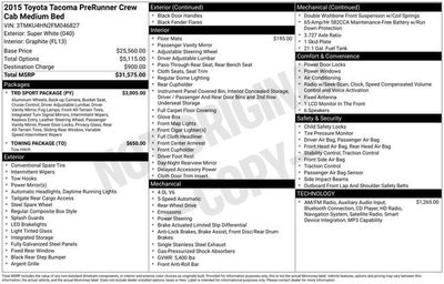 2015 Toyota Tacoma 2WD Double Cab LB V6 AT PreRunner