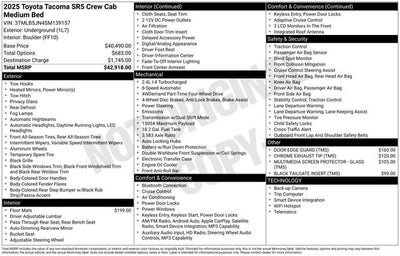2025 Toyota Tacoma SR Double Cab 5' Bed AT
