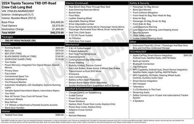 2024 Toyota Tacoma TRD Off Road Double Cab 6' Bed AT